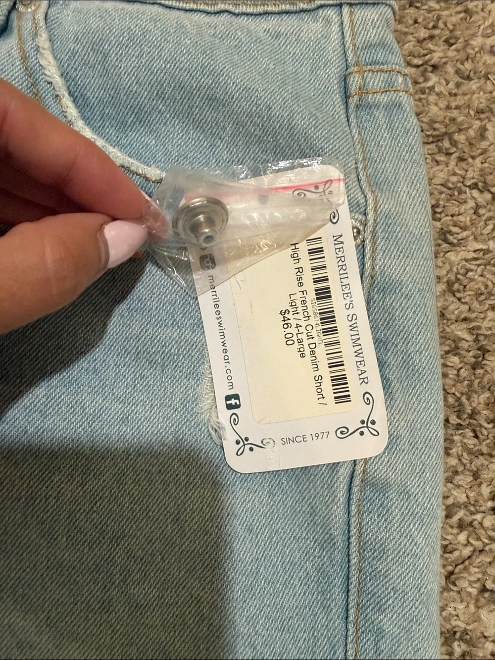 Light Blue Frayed Hem High-Waist Denim Shorts - NWT